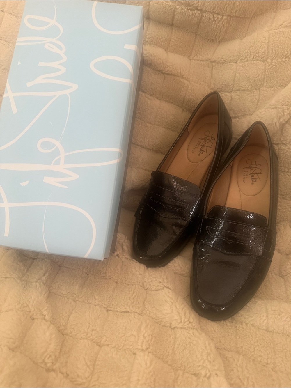 Life Stride Glossy Black Patent Penny Loafers